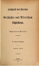 book Zeitschrift des Vereins für Geschichte und Alterthum Schlesiens