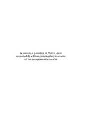 book La economía ganadera de Nuevo León: propiedad de la tierra, producción y mercados en la época posrevolucionaria