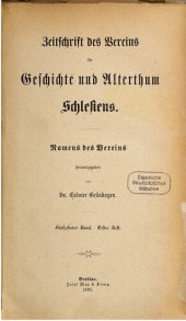 book Zeitschrift des Vereins für Geschichte und Alterthum Schlesiens