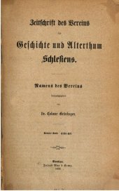 book Zeitschrift des Vereins für Geschichte und Alterthum Schlesiens