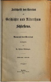 book Zeitschrift des Vereins für Geschichte und Alterthum Schlesiens