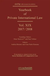 book Yearbook of Private International Law: Volume XIX Yearbook of Private International Law Vol. XIX - 2017/2018