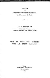 book Feux et fondations pieuses dans le droit Sassanide