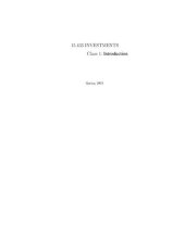 book Investments: Lecture Notes