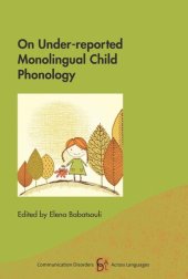 book On Under-reported Monolingual Child Phonology