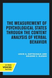 book The Measurement of Psychological States Through the Content Analysis of Verbal Behavior