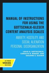 book Manual of Instructions for Using the Gottschalk-Gleser Content Analysis Scales