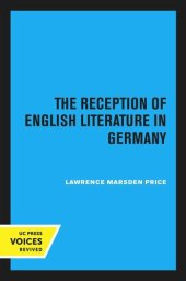 book The Reception of English Literature in Germany