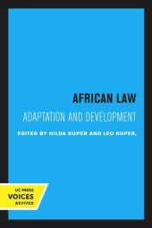 book African Law Adaptation and Development