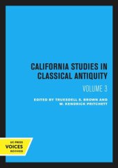 book California Studies in Classical Antiquity: Volume 3