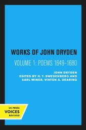 book Works of John Dryden: Volume 1 Poems 1649–1680