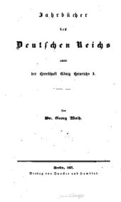 book Jahrbücher des Deutschen Reichs unter König Heinrichs I.