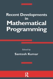 book Recent Developments in Mathematical Programming