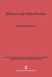 book Biblical and Other Studies