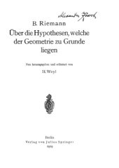 book UBER DIE HYPOTHESEN, WELCHE DER GEOMETRIE ZU GRUNDE LIEGEN.