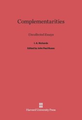 book Complementarities: Uncollected Essays