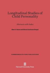 book Longitudinal Studies of Child Personality: Abstracts with Index