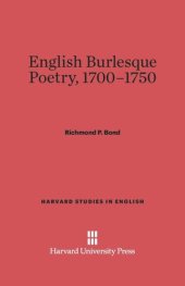 book English Burlesque Poetry, 1700-1750