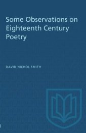 book Some Observations on Eighteenth Century Poetry