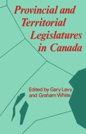 book Provincial and Teritorial Legislatures I