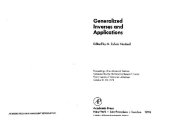 book Generalized inverses and applications: proceedings of an advanced seminar