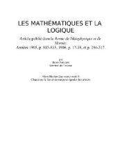 book Les mathematiques et la logique