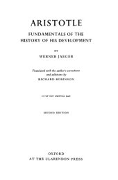 book Aristotle;: Fundamentals of the history of his development