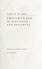 book Thought's Ego in Augustine and Descartes