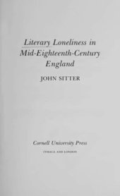 book Literary Loneliness in Mid-Eighteenth-Century England