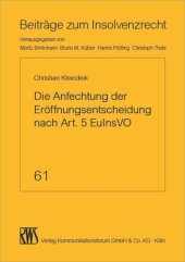 book Die Anfechtung der Eröffnungsentscheidung nach Art. 5 EuInsVO