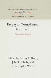 book Taxpayer Compliance, Volume 1: An Agenda for Research