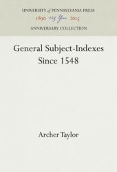 book General Subject-Indexes Since 1548