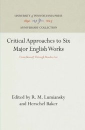 book Critical Approaches to Six Major English Works: From "Beowulf" Through "Paradise Lost"