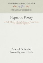 book Hypnotic Poetry: A Study of Trance-Inducing Technique in Certain Poems and Its Literary Significance