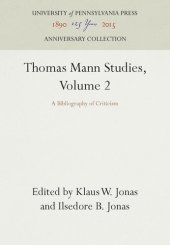 book Thomas Mann Studies, Volume 2: A Bibliography of Criticism