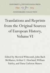 book Translations and Reprints from the Original Sources of European History, Volume VI