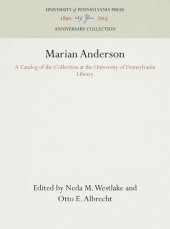 book Marian Anderson: A Catalog of the Collection at the University of Pennsylvania Library