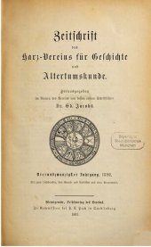 book Zeitschrift des Harz-Vereins für Geschichte und Alterthumskunde