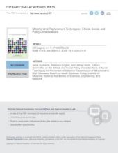 book Mitochondrial Replacement Techniques: Ethical, Social, and Policy Considerations