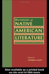 book Dictionary of Native American Literature (Garland Reference Library of the Humanities)