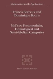 book Mal'cev, Protomodular, Homological and Semi-Abelian Categories (Mathematics and Its Applications) - DRAFT