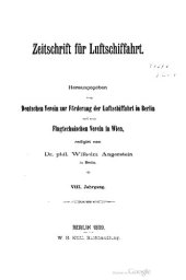 book Zeitschrift des Deutschen Vereins zur Förderung der Luftschifffahrt