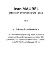 book Cahiers philosophiques N° 89 Décembre 2001 : Styles et genres en philosophie