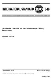 book ISO 646-1973 Information technology — ISO 7-bit coded character set for information interchange