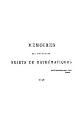 book Oeuvres mathematiques, extrait des oeuvres completes t.9, edition de Assezat (1875-1877)