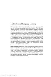 book Mobile assisted language learning: concepts, contexts and challenges