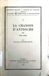 book La Chanson d'Antioche: Étude critique