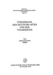 book Stresemann, der deutsche Osten und der Völkerbund