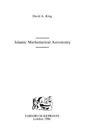 book Islamic Mathematical Astronomy