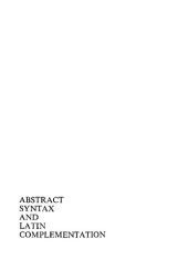 book Abstract Syntax and Latin Complementation